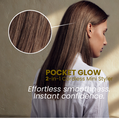 POCKET GLOW 2-in-1 Cordless Mini Styler for Smooth, Frizz-Free Hair